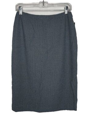 Vintage 90s Emanuel Ungaro Pencil Skirt Size 8 Gray Textured Silk Wool Blend